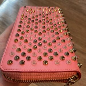 EUC Christian Louboutin spiked zip long wallet - full multicolor spikes around